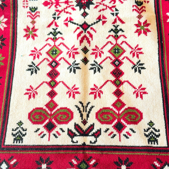 Turkish Tapestry Prayer Rug Suteks Mensucat Istanbul Velvet Red White 27" x 46" - Picture 4 of 9